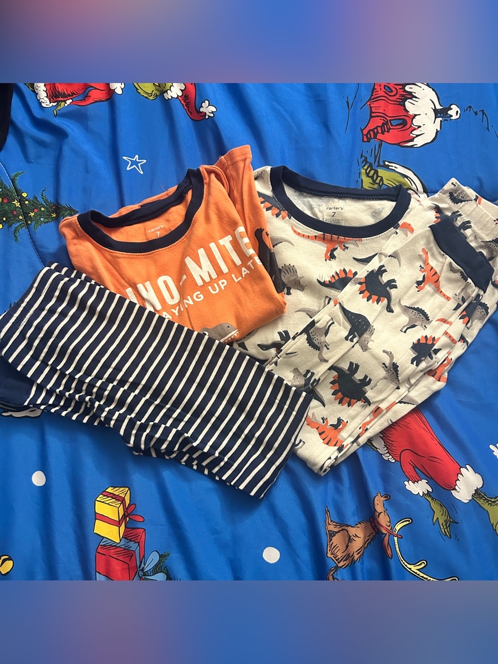 2 Carter's Pajamas Dino-Mite Dinosaur Pajama Set and Dinosaur Pajama Set